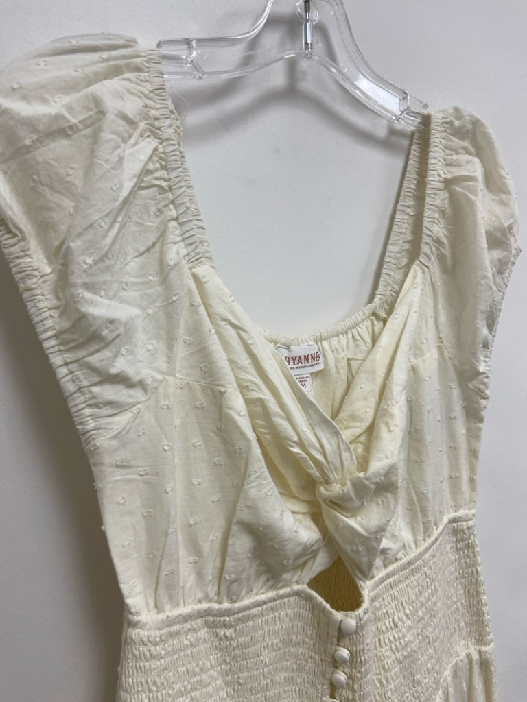 Shyanne Size M Ivory Smocking Sleeveless Swiss Dot Ladies Dress