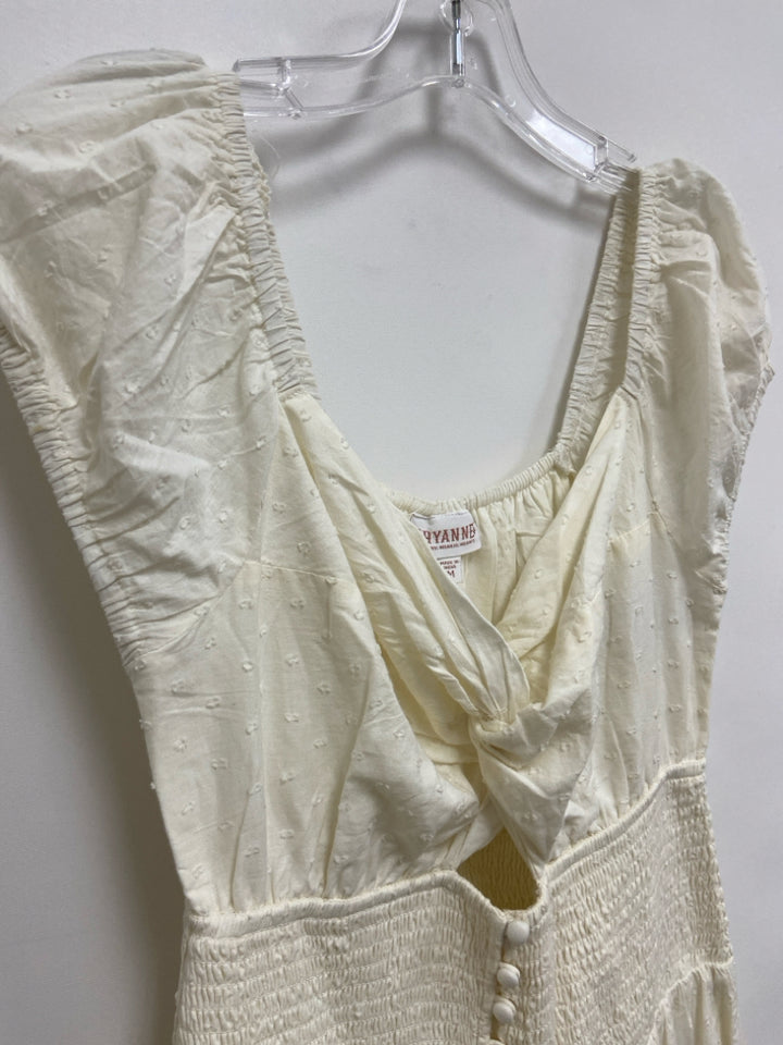 Shyanne Size M Ivory Smocking Sleeveless Swiss Dot Ladies Dress