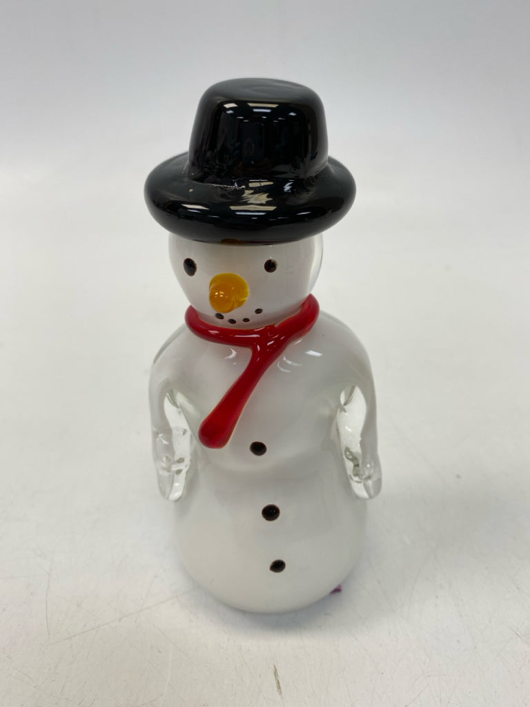 White Black/Red Snowman Glass Christmas
