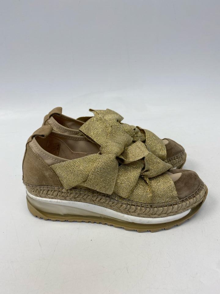Gaimo Size 37 Brown Gold Lace-up Sneakers