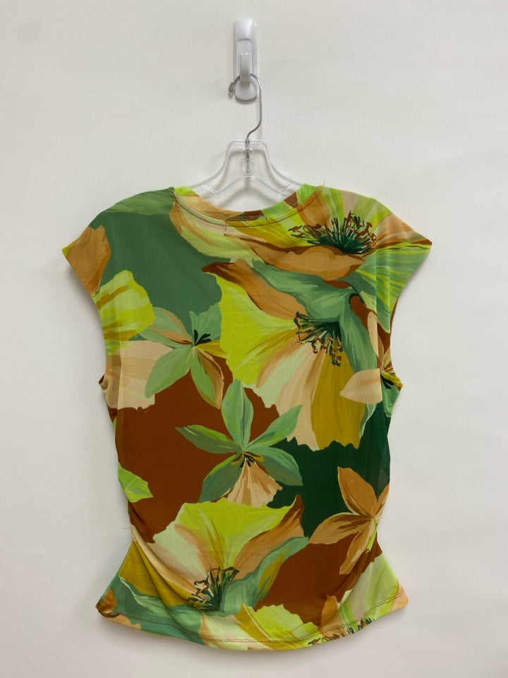 Sanctuary Size XL Green Brown Flowers Sleeveless Ladies Top