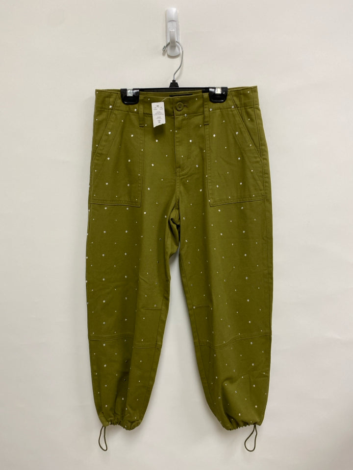 NWT Wht House/Blk Mkt Size 4R Olive Green Studded Joggers Ladies Pants
