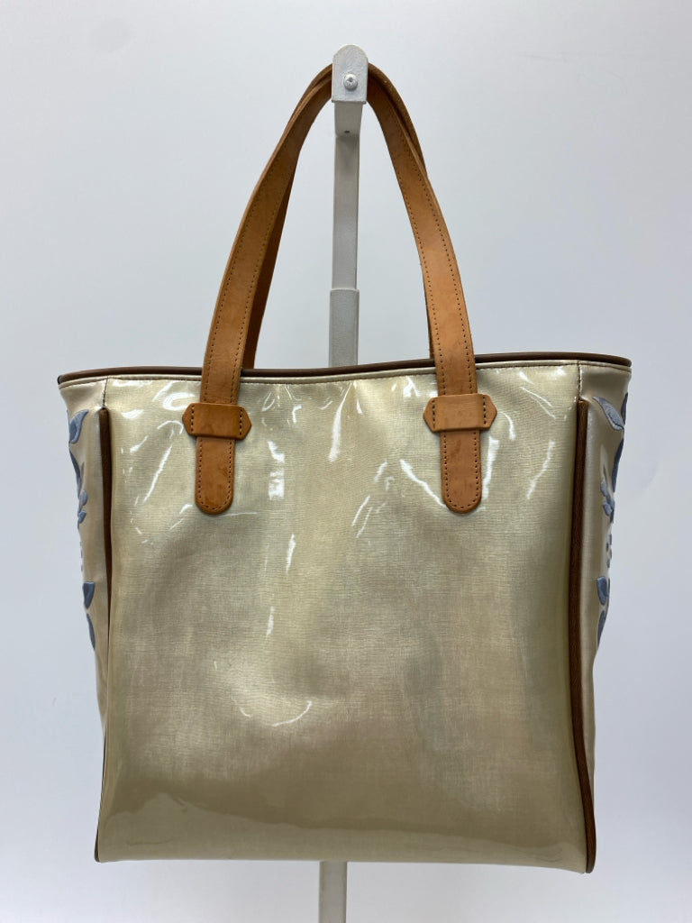 Consuela Champagne Slate Blue Floral Tote Bag