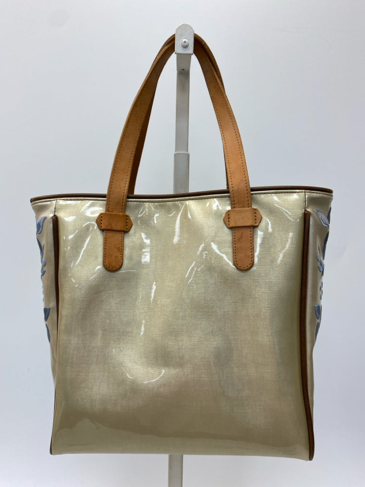 Consuela Champagne Slate Blue Floral Tote Bag