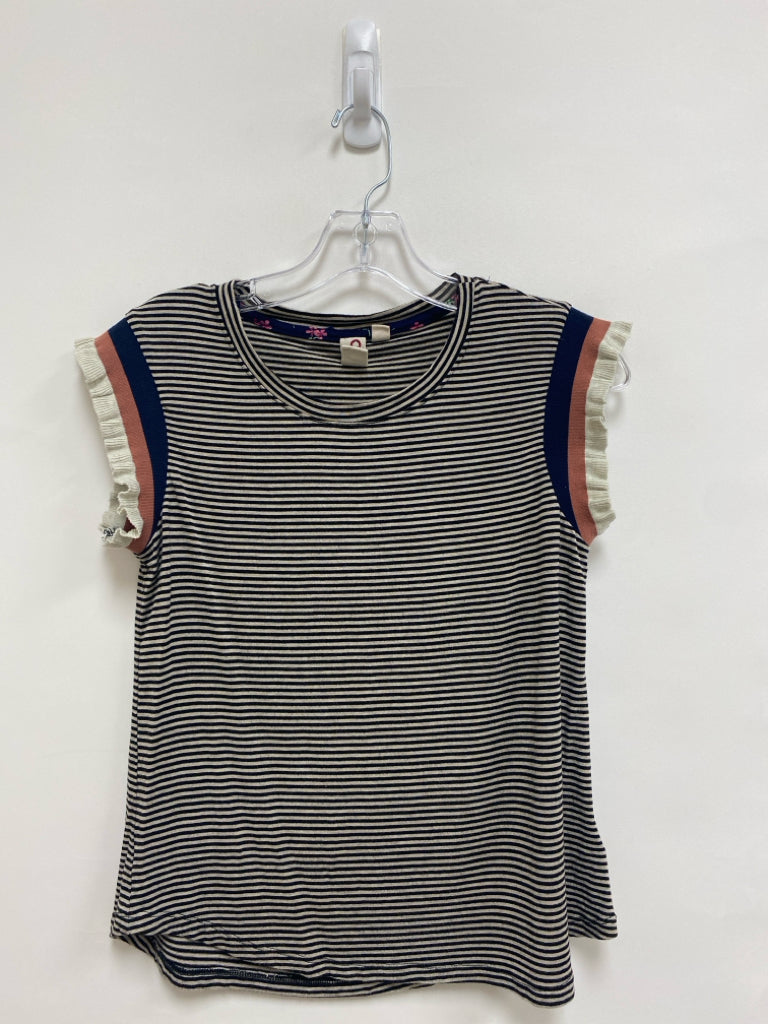 Dolan Left Coast Size S Black Tan/blue Striped Short Sleeve Ladies Top