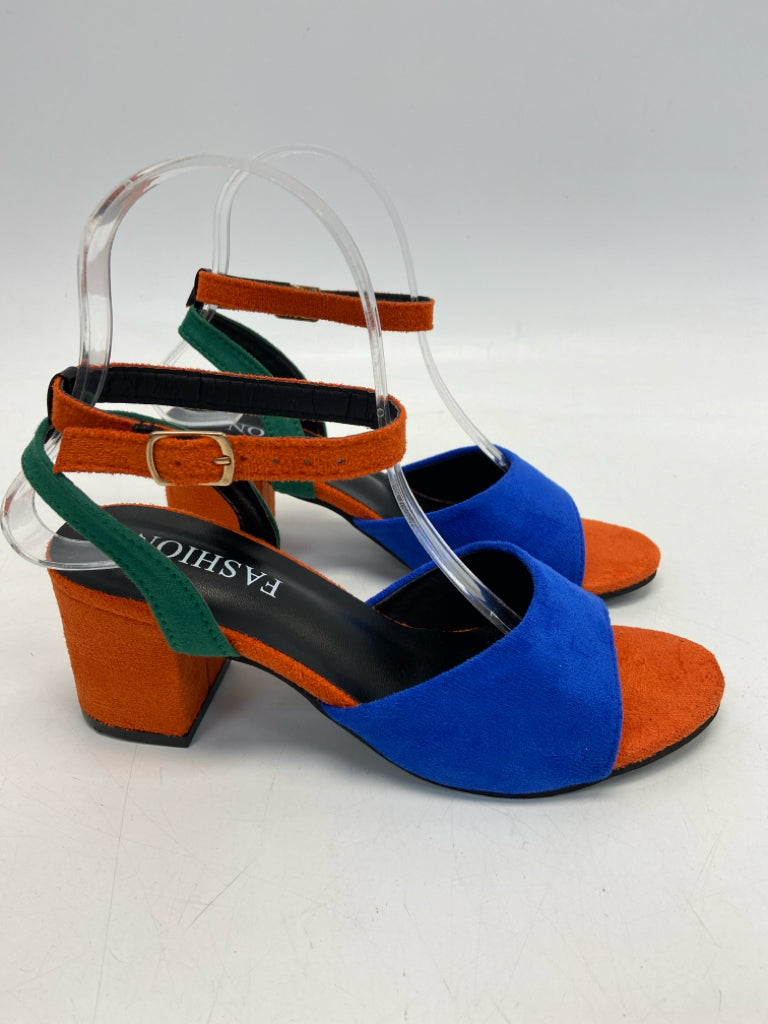 NWOT  Size 36 Orange/Blue Green Sandals