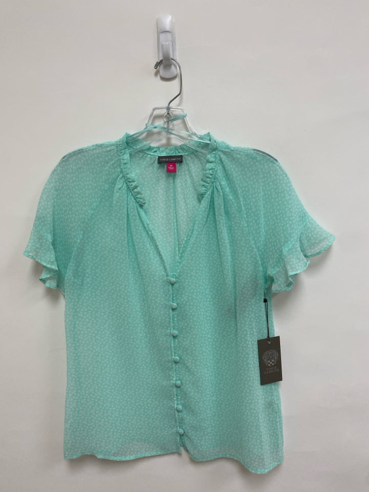 NWT VINCE CAMUTO Size XS Aqua White Floral Ladies Top