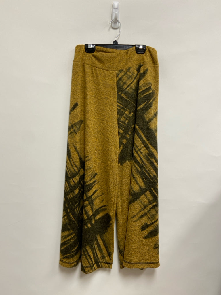 Inoah Size M Goldenrod Charcoal Mottled Wide Leg Knit Ladies Pants