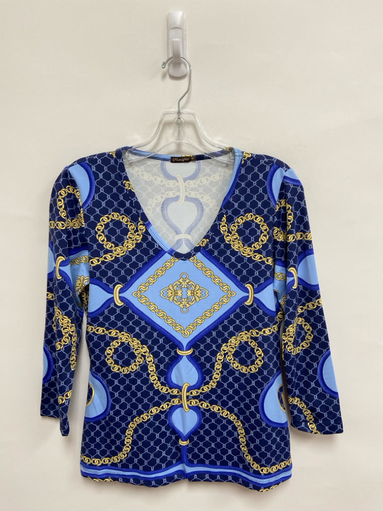J McLaughlin Size XS Blue Yellow Checkered Ladies Top
