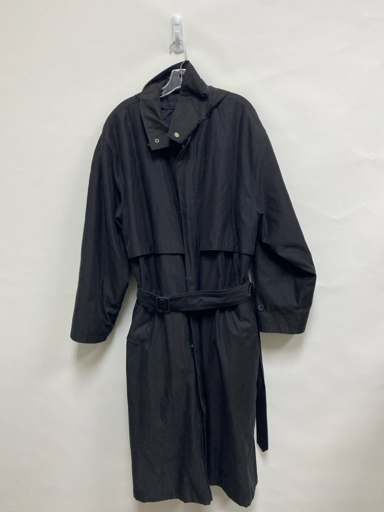 London Fog Size 42R Black Duster Hooded Men&