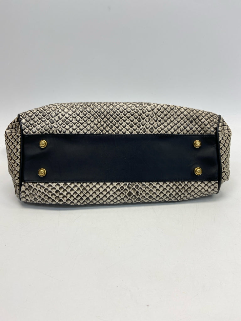 Brahmin Black Gray Embossed Handbag