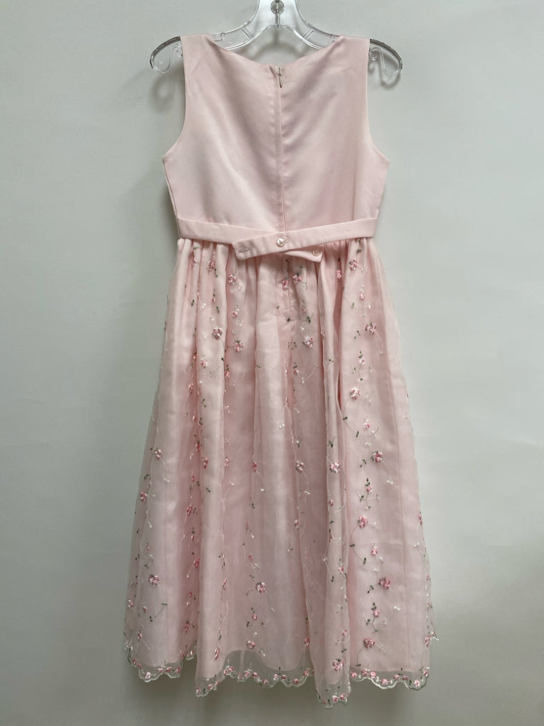 SIZE 10 Pink Flowers Sleeveless Embroidered Girl&