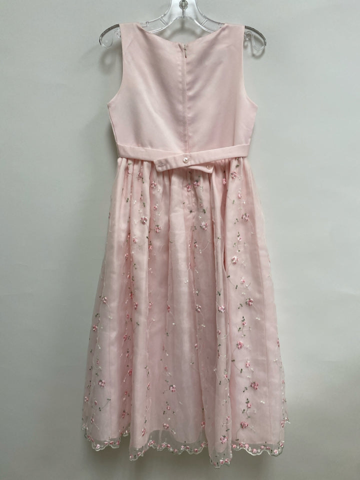 SIZE 10 Pink Flowers Sleeveless Embroidered Girl&