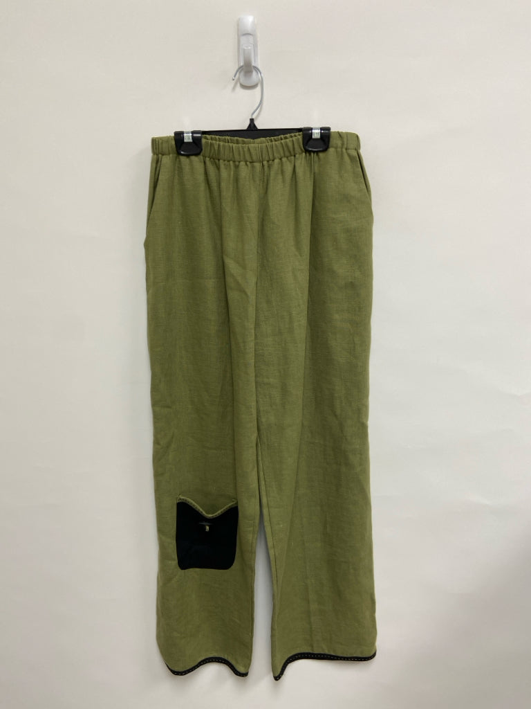 Size M Olive Green Pull-on Linen Ladies Pants