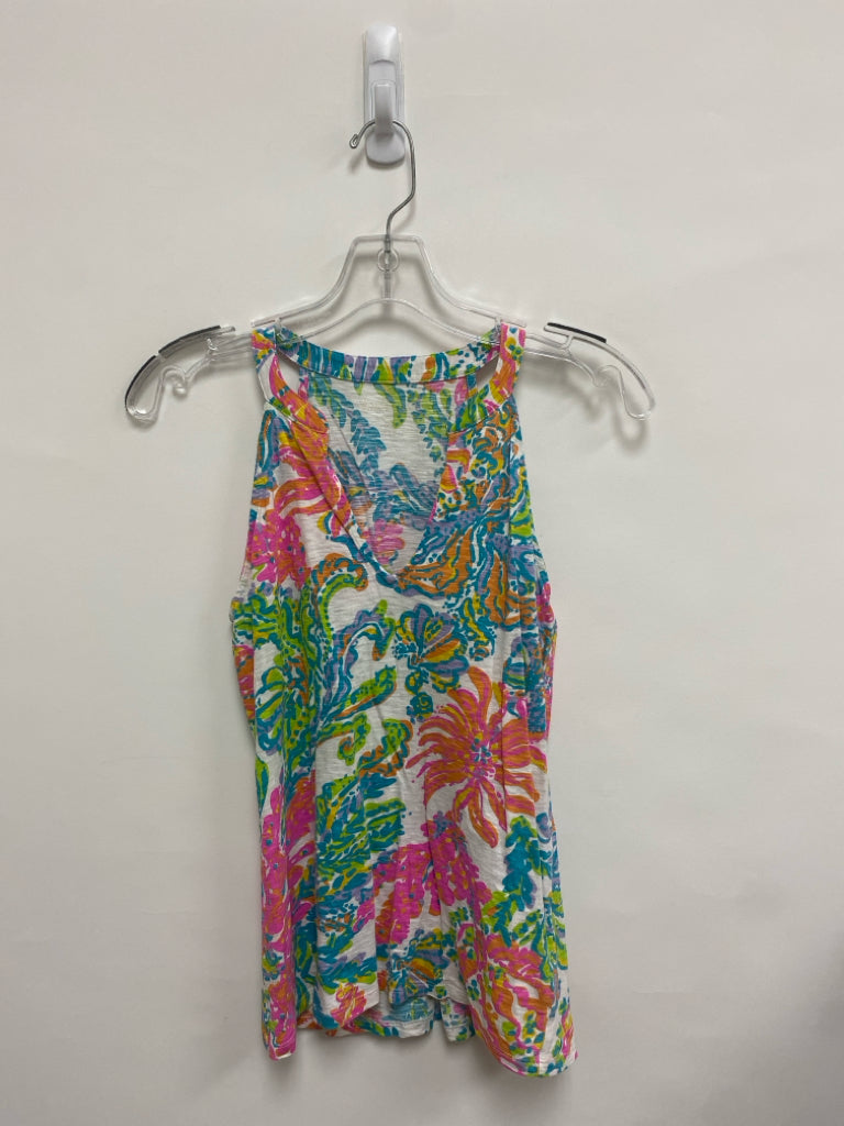 LILLY PULITZER Size XS White/Orange Pink/Multi Sea Coral Sleeveless Ladies Top