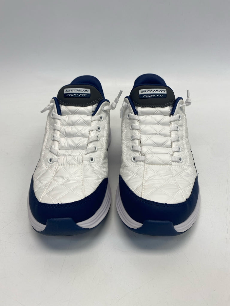 Skechers  Size 10 White Navy Sneakers