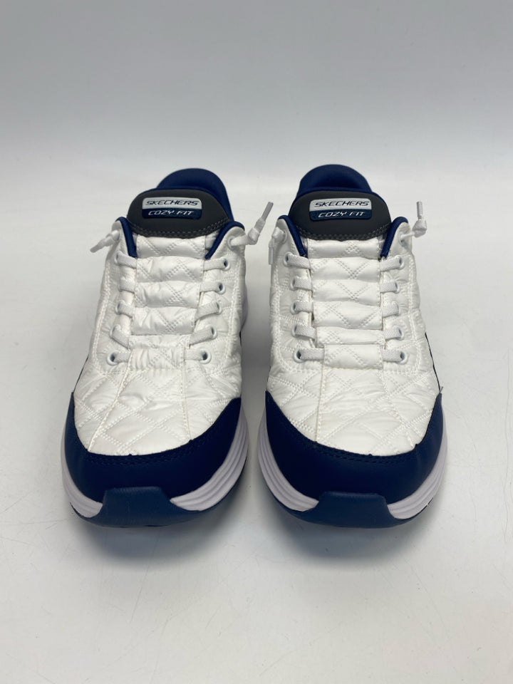 Skechers  Size 10 White Navy Sneakers