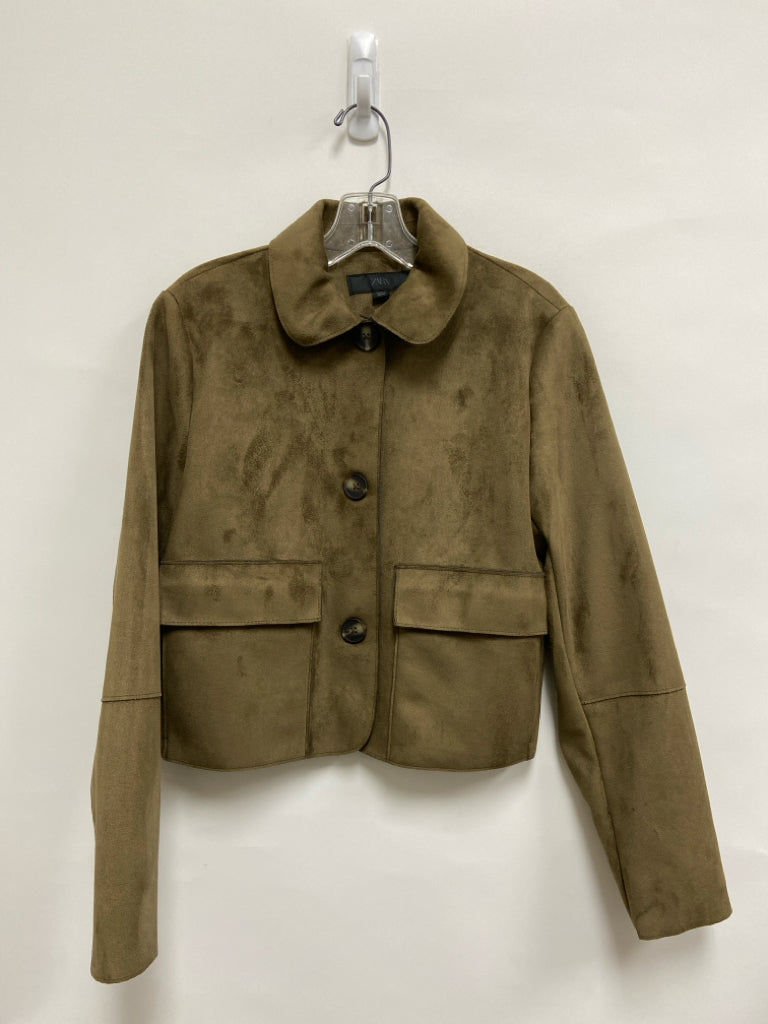 Zara Size XS Mocha Button Up Faux Suede Ladies Jacket