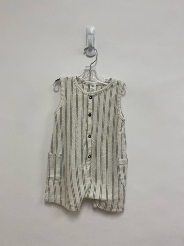 H&amp;M SIZE 12M White Gray Stripe Sleeveless Boy&
