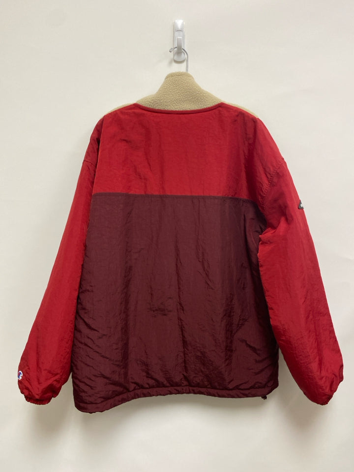 Champion Size M Beige Red Color Block Quarter Zip Men&