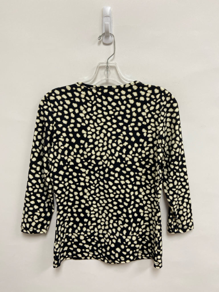 J McLaughlin Size XS Black Tan Animal Print Ladies Top