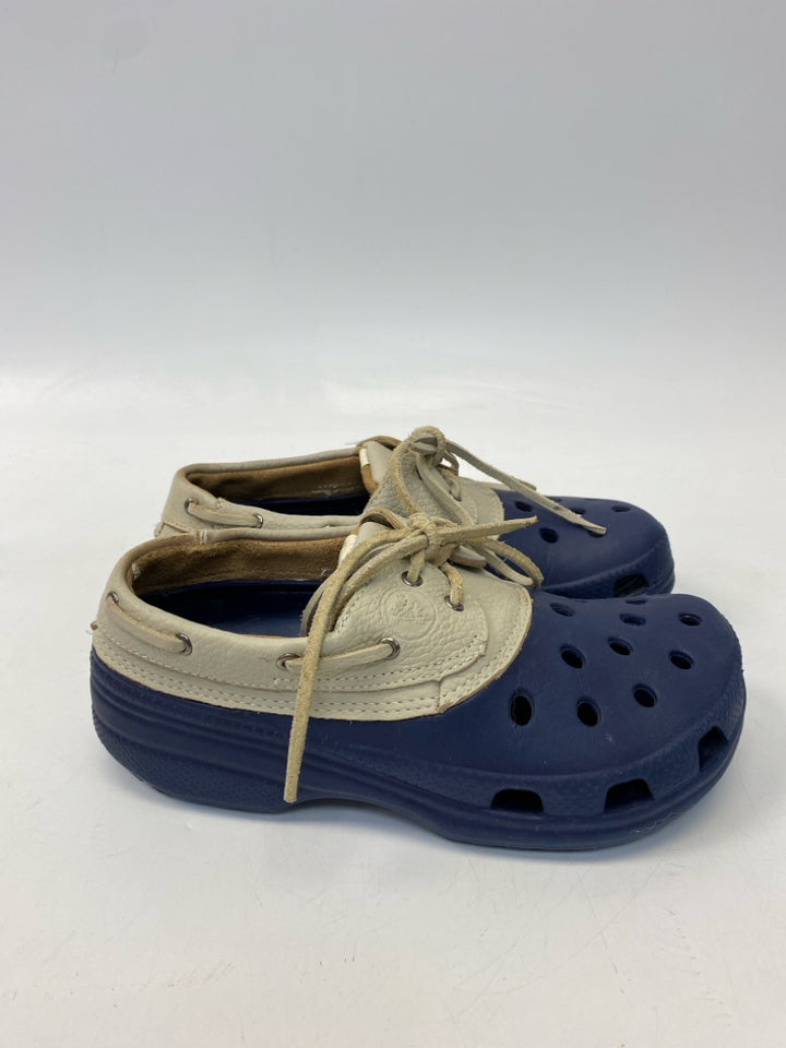 Crocs  Size 7 Navy Tan Clogs