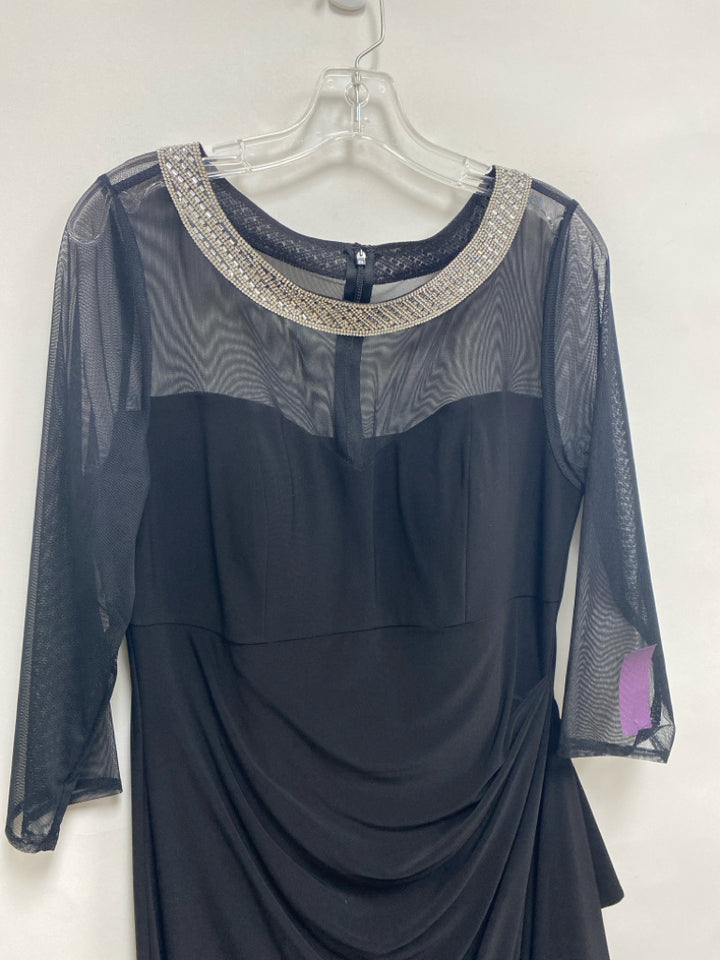 ALEX EVENINGS Size 12 Black Rhinestone Mesh Ladies Dress