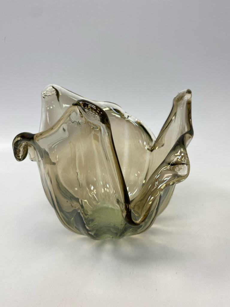Murano Brown Glass Decorative Bowl