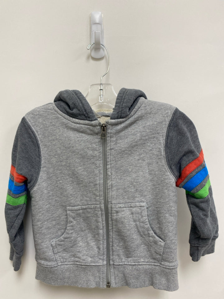 hanna Andersson SIZE 3T Gray Orange/Green Lines Hooded Boy&
