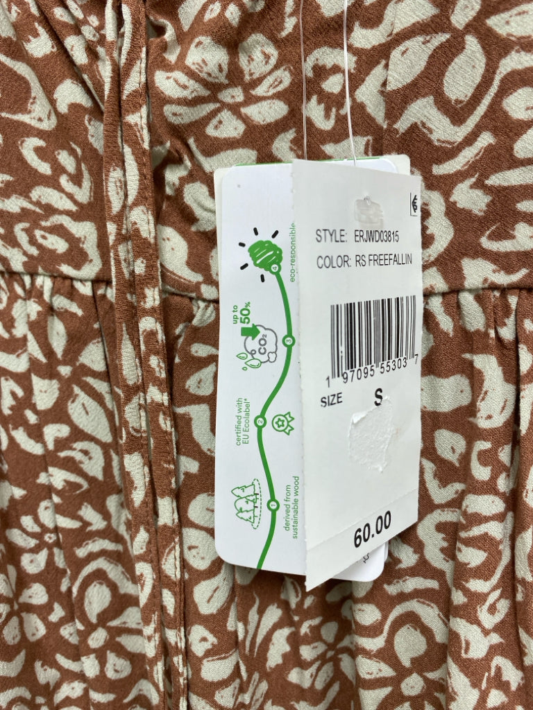 NWT Roxy Size S Caramel Cream Flowers Ladies Dress