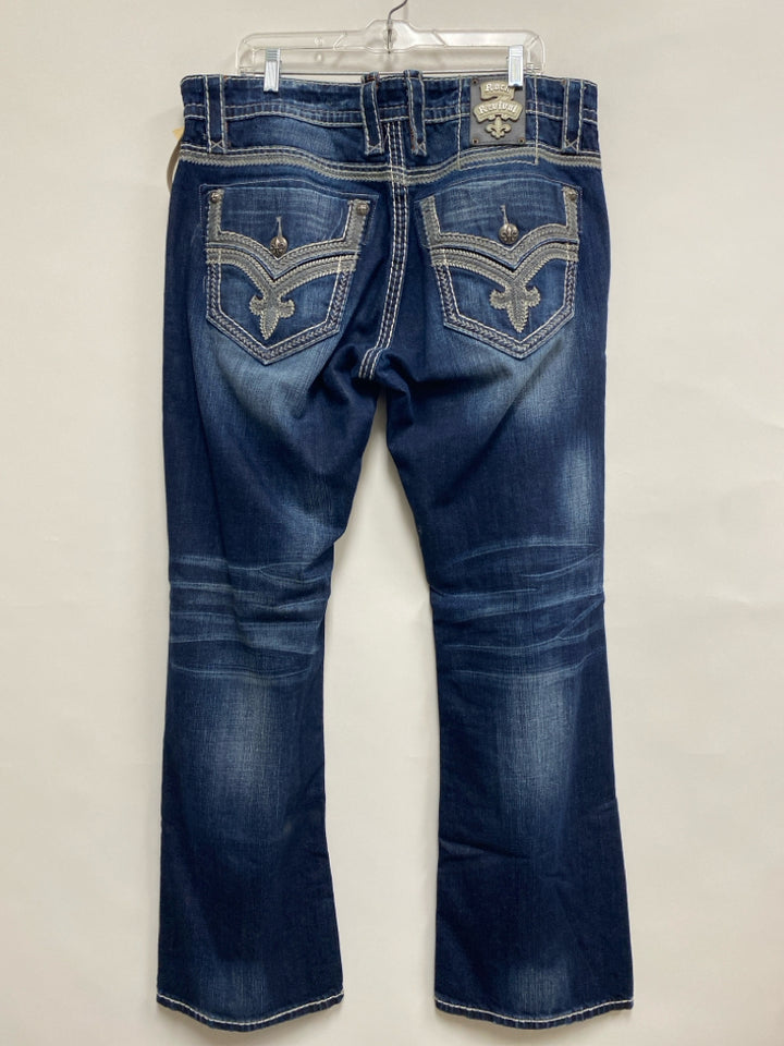 Rock Revival Size 38 Faded Navy Embroidered Men&