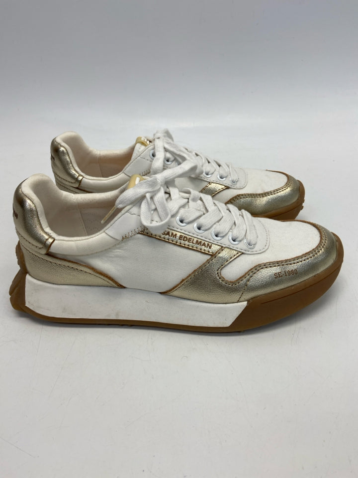 Sam Edelman  Size 9 White Gold Metallic Sneakers