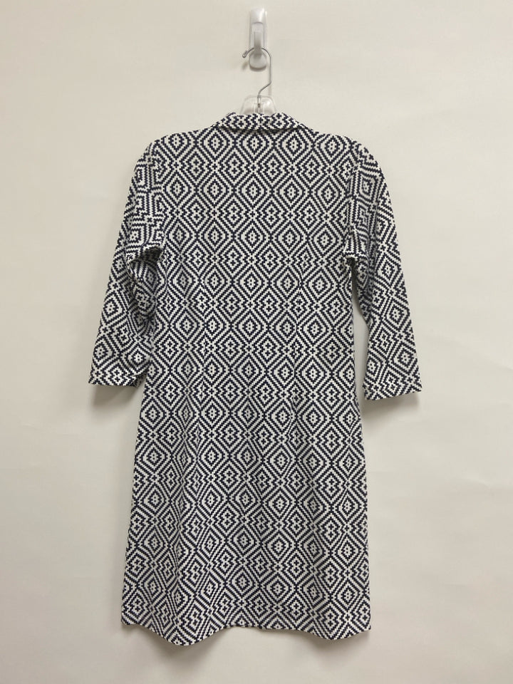 Jude Connally Size XS Dark Navy White Diamond Print Ladies Dress