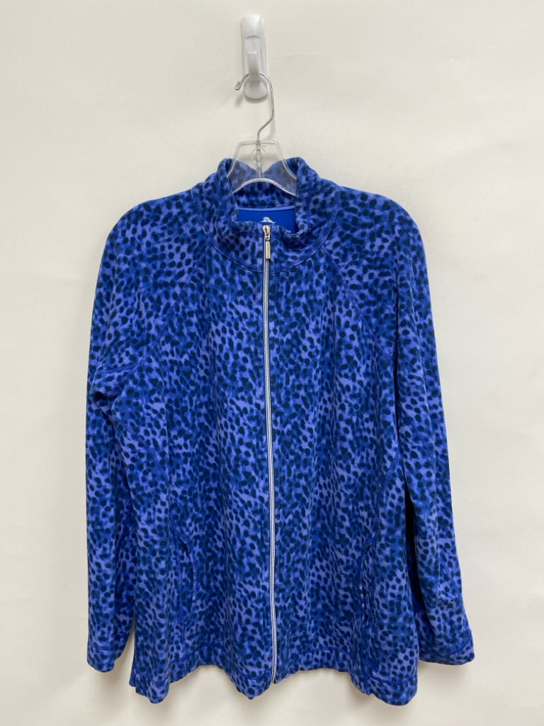 Tommy Bahama Size XL Lavender Navy/Blue Animal Print Zip Down Ladies Jacket