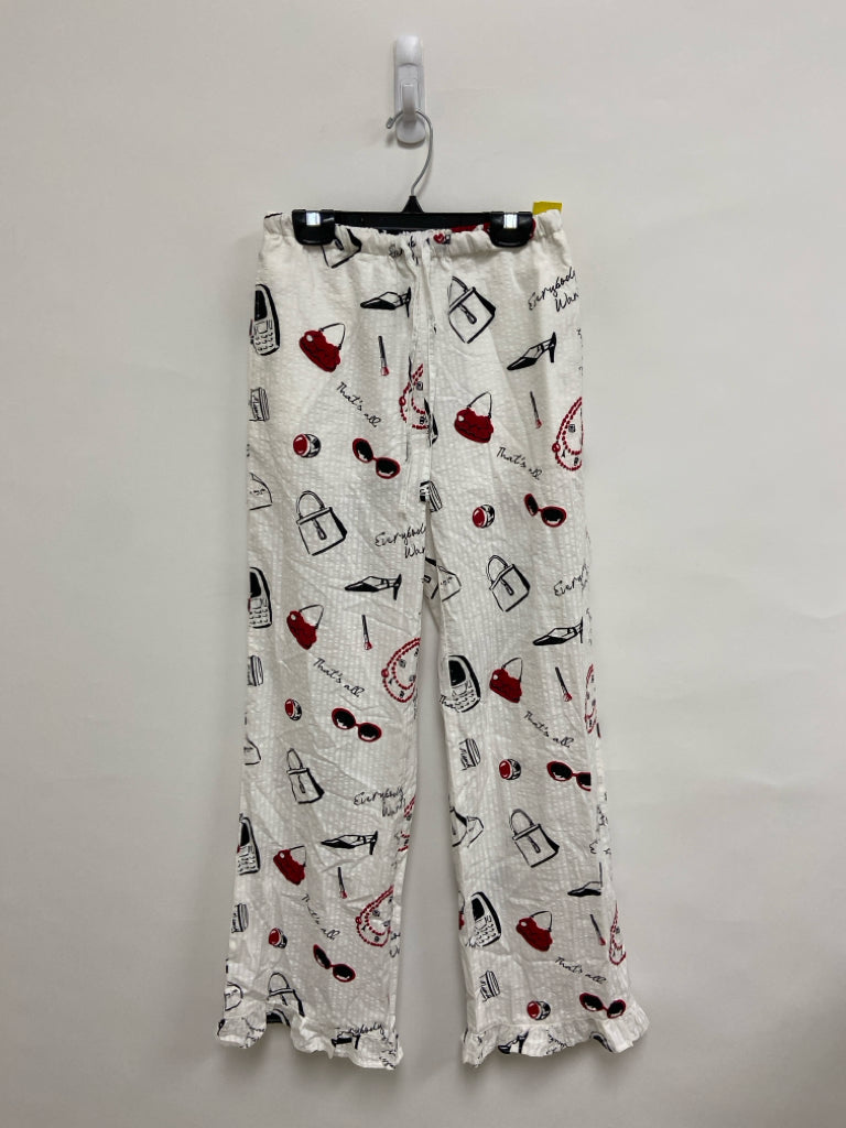 Size XXS White Black/Red Print Ladies Lounge Pants
