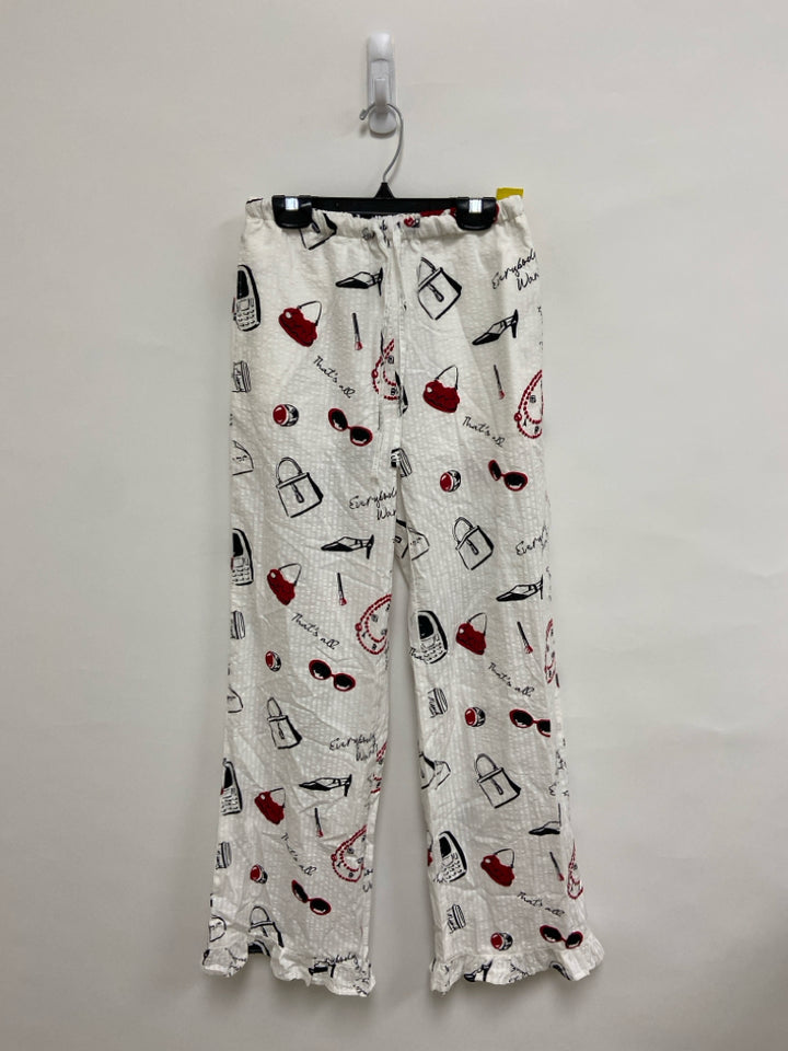 Size XXS White Black/Red Print Ladies Lounge Pants