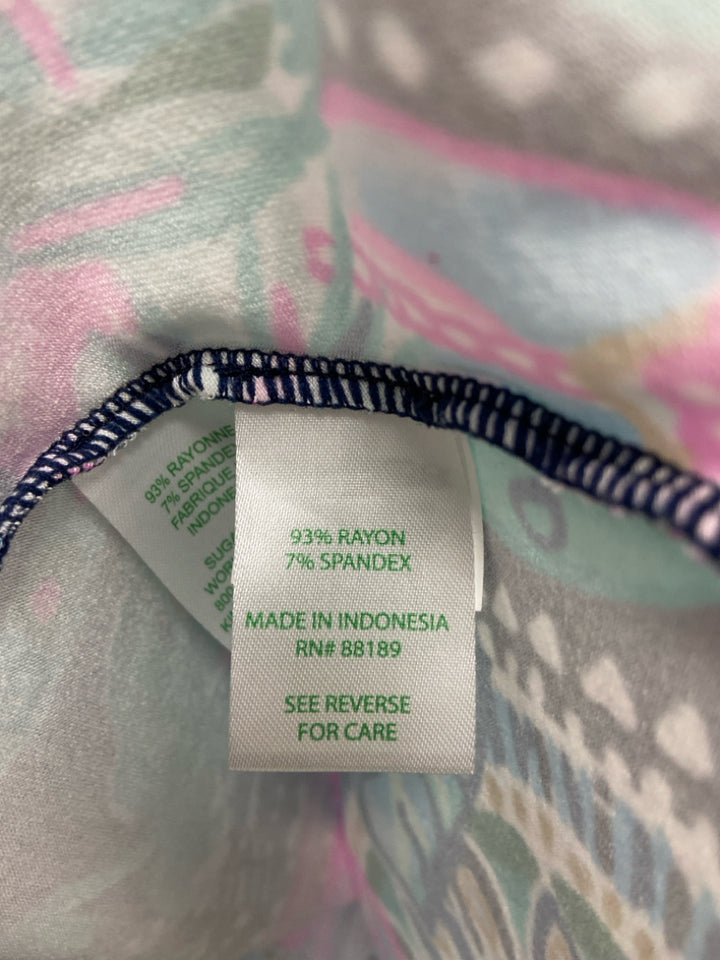 LILLY PULITZER Size L Turquoise Multi Color Floral Ladies Dress
