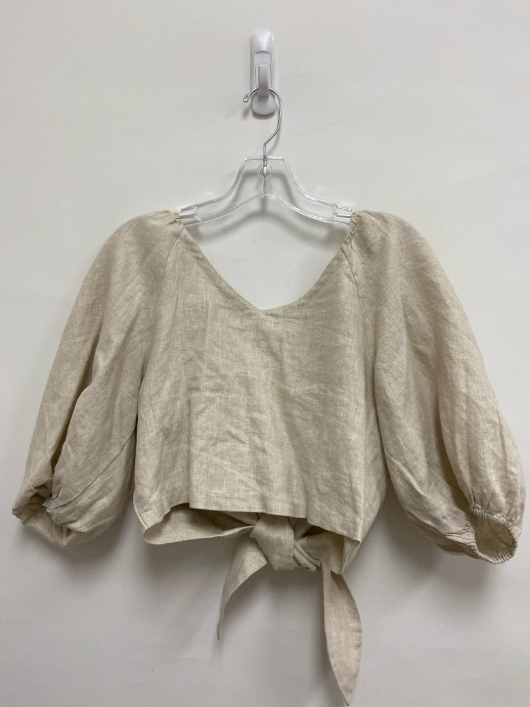Size M Beige Cropped Linen Ladies Top