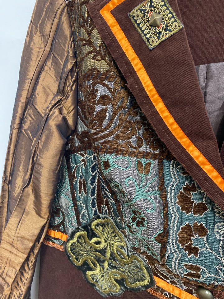 Basil &amp; Maude Size L Brown/Multi Tapestry Corduroy Ladies Jacket