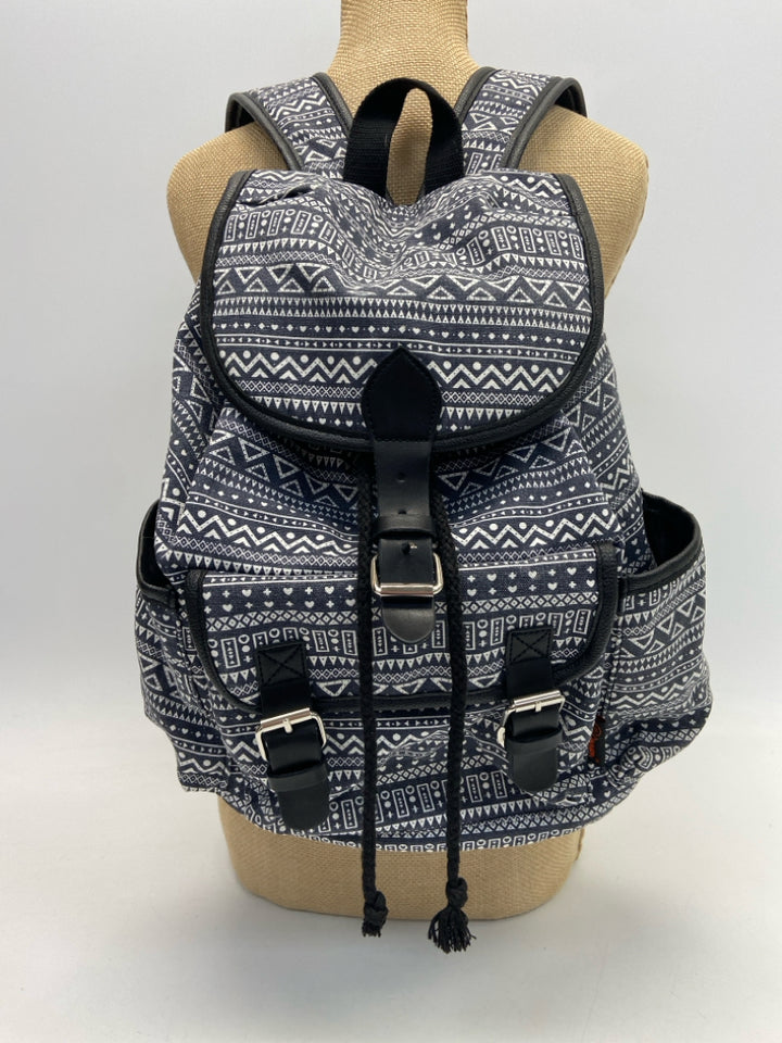 Dark Navy White Print Backpack
