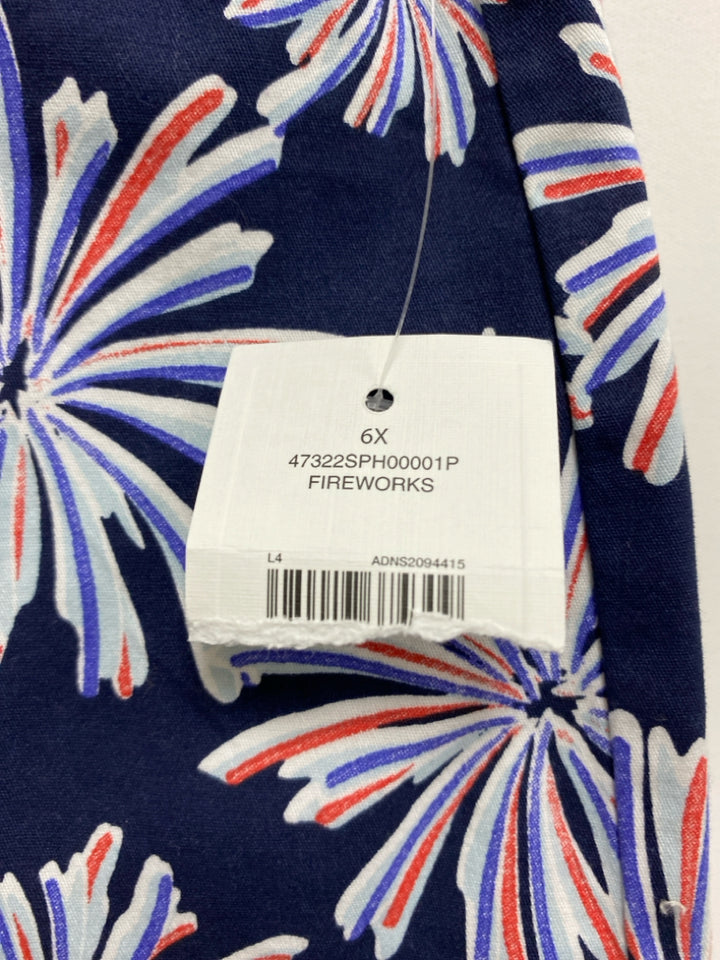 NWT Crown &amp; Ivy SIZE 6X Navy Red/White Fireworks Girl&