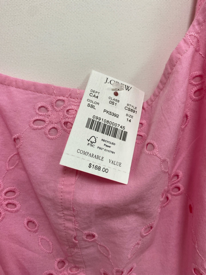 NWT J Crew Size 14 Pink Sleeveless Eyelet Ladies Dress