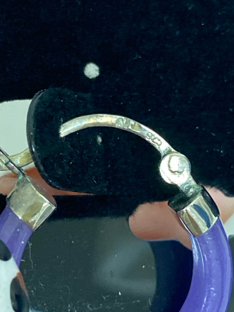 Purple Silver Stones Earrings