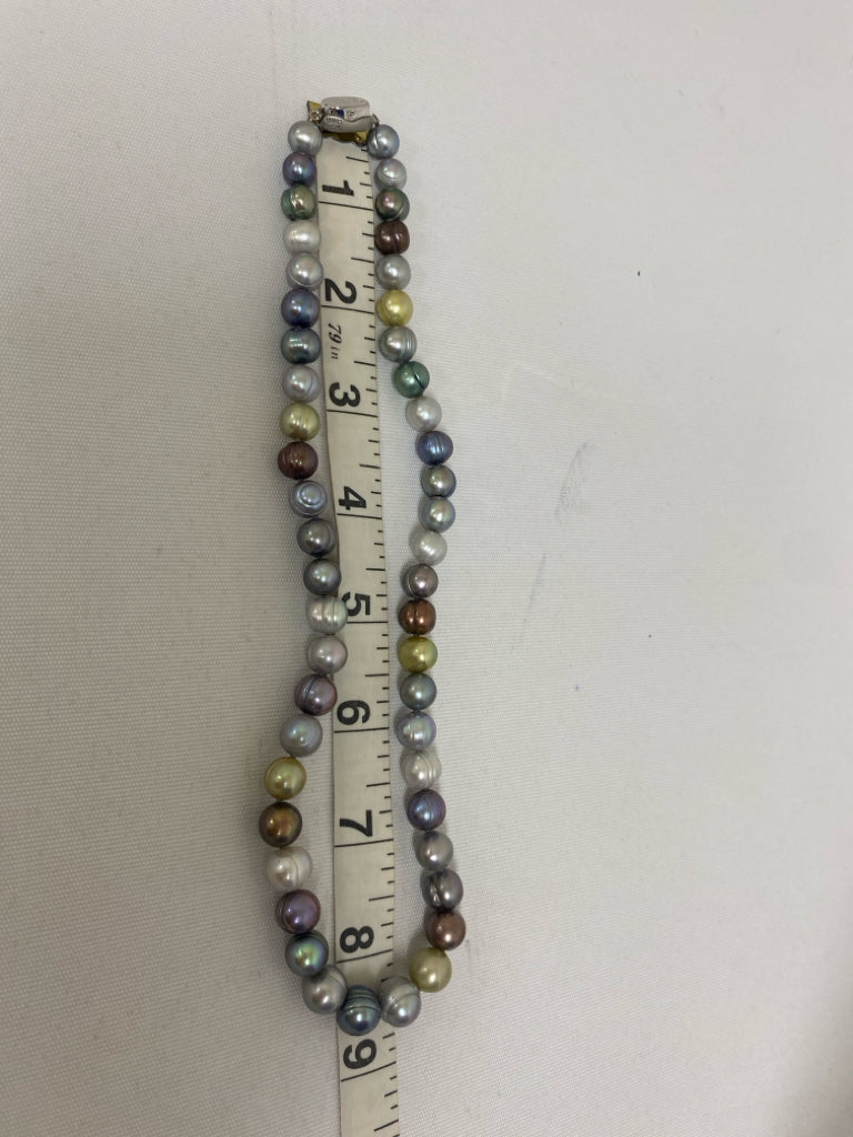 Silver Multi Color Pearl Necklace