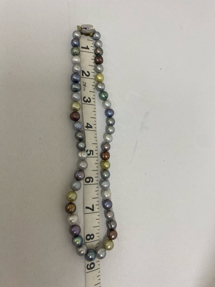 Silver Multi Color Pearl Necklace