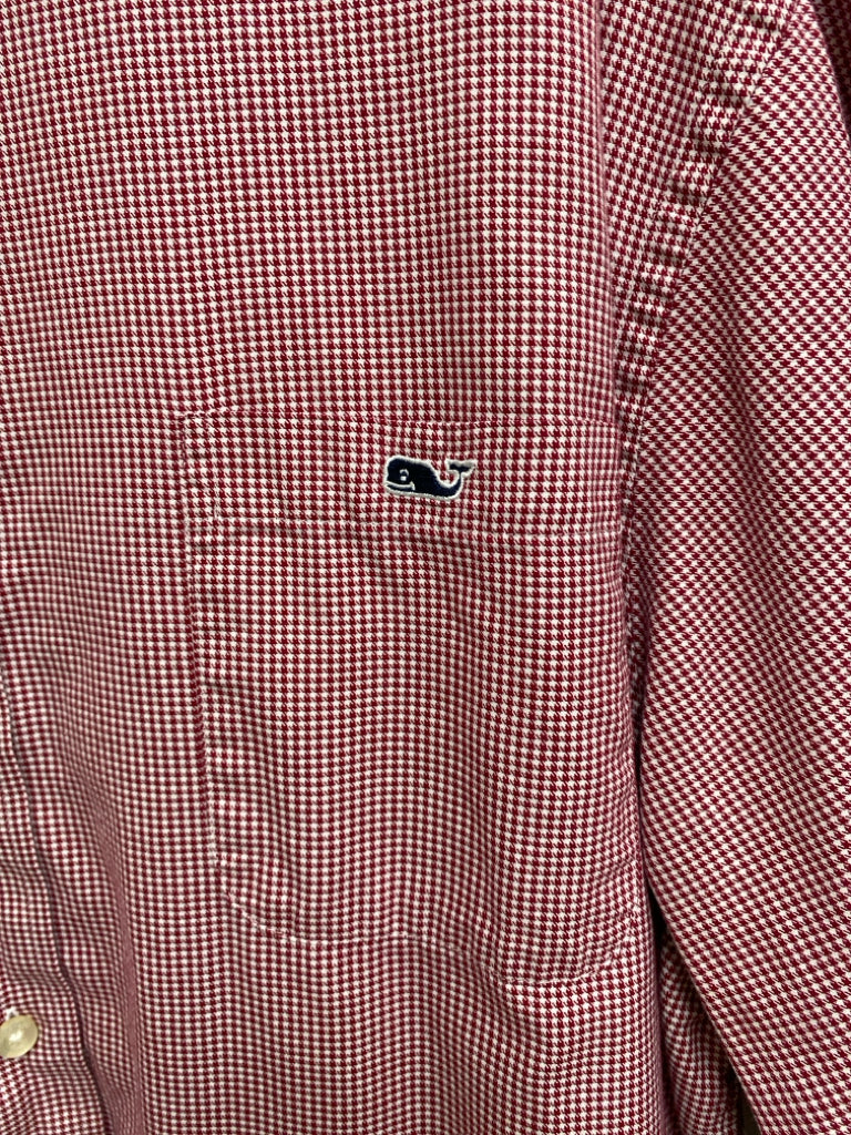 Vineyard Vines Size XXL Red/White Houndstooth Button Up Men&