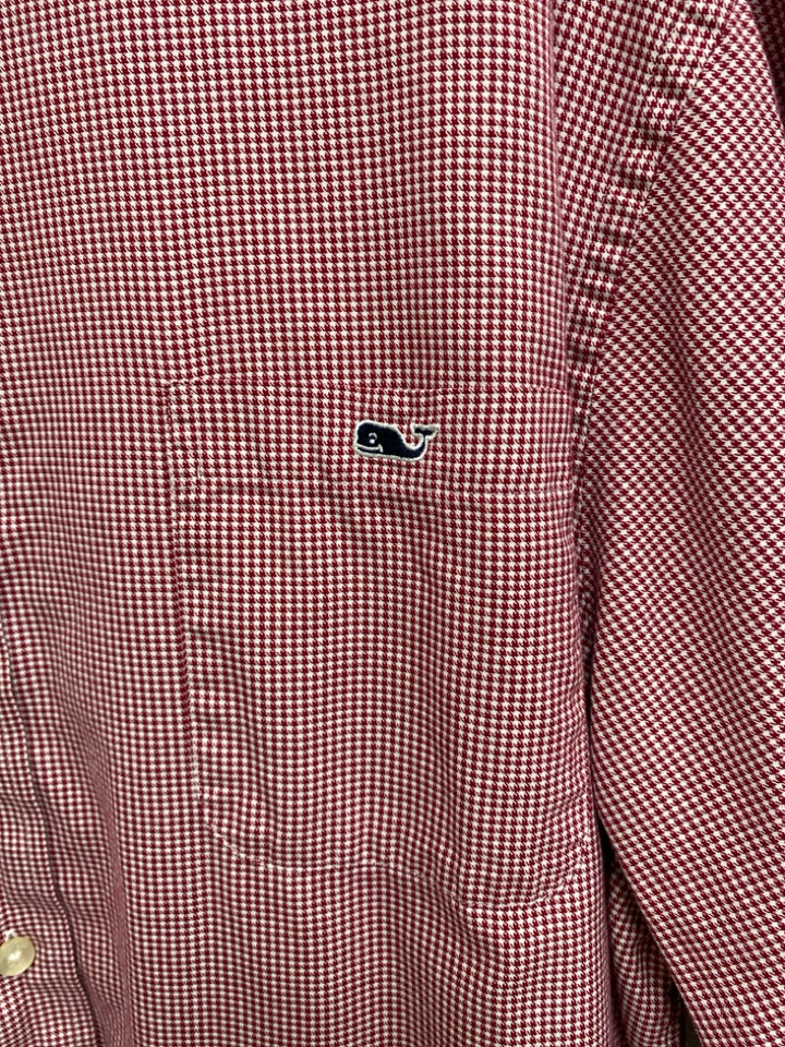Vineyard Vines Size XXL Red/White Houndstooth Button Up Men&