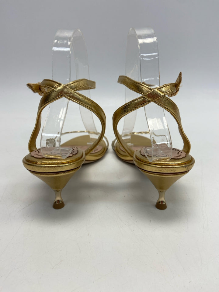 Muse  Size 9 Gold Clear Leaves Sandals