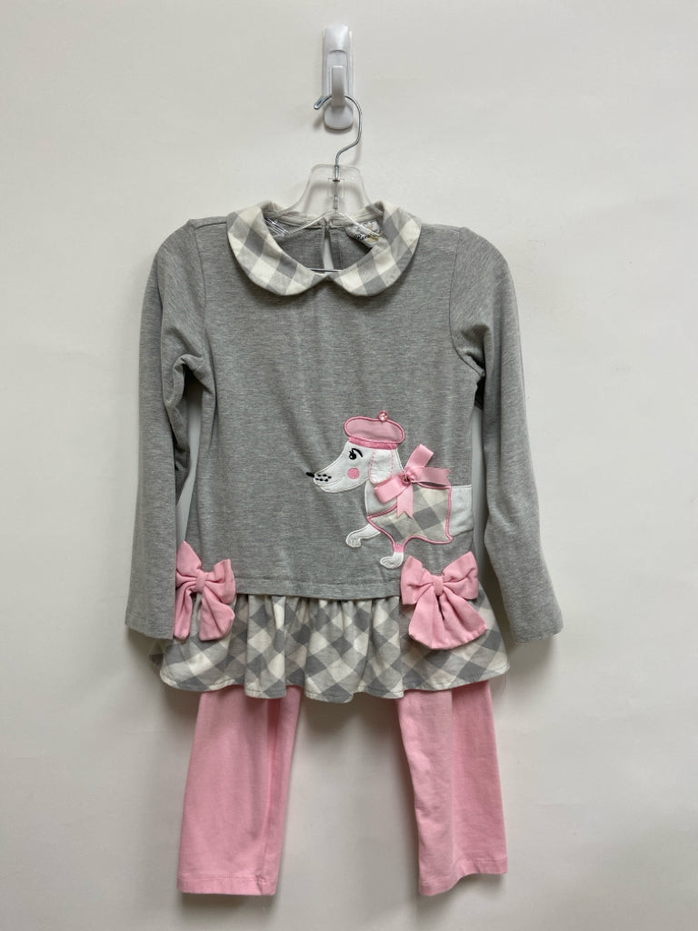 Rare Editions SIZE 6X Gray Pink/White Dogs Girl&