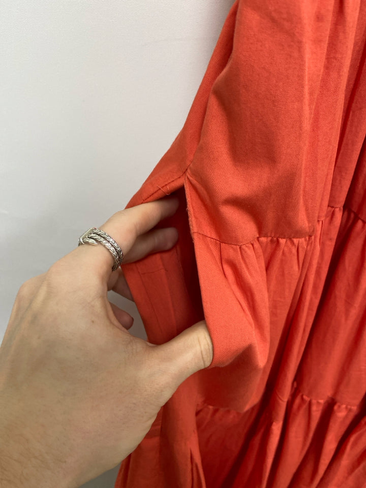 Anthropologie Size XS Orange Blue Smocking Sleeveless Ladies Dress